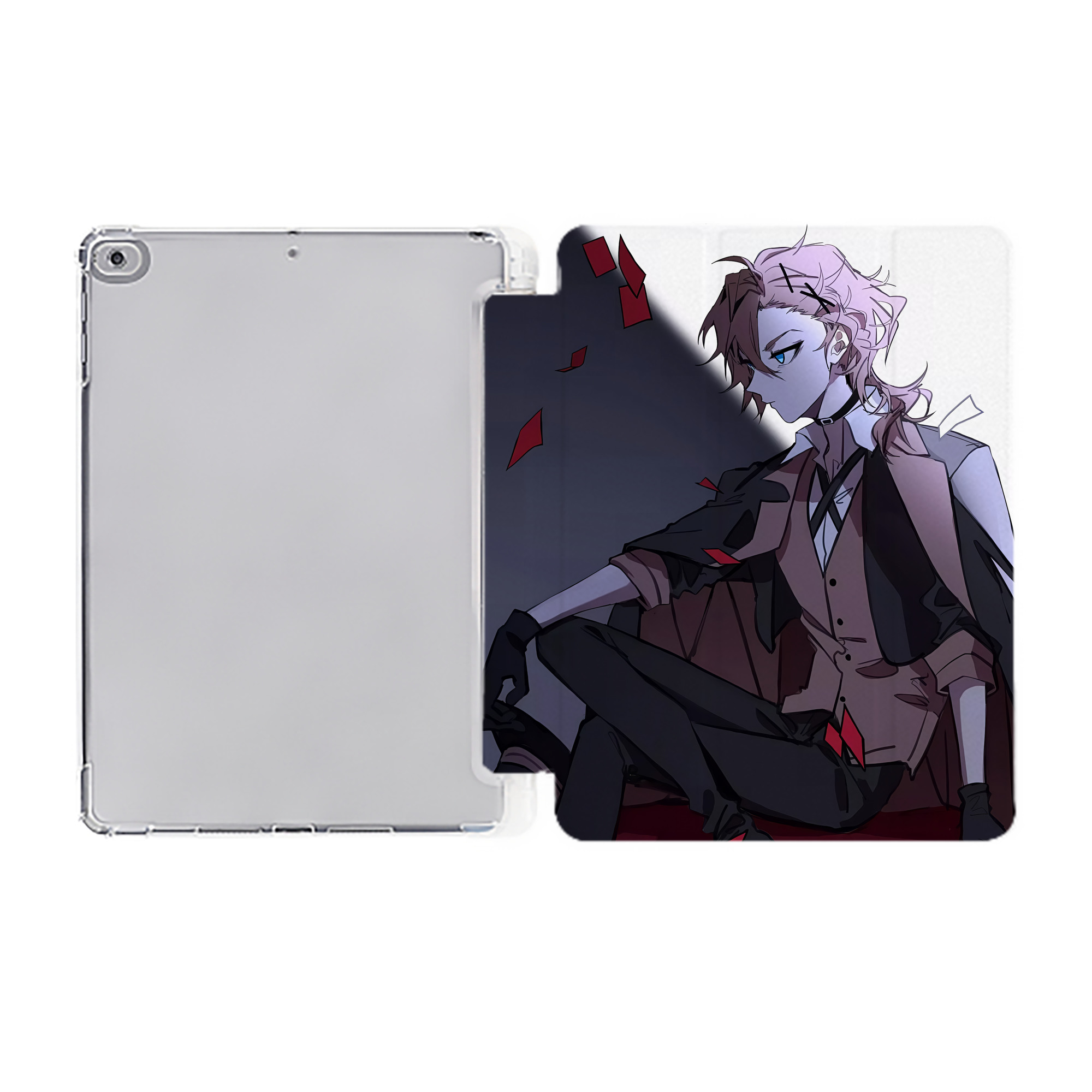 （画像用） 文豪ストレイドッグス Bungo Stray Dogs IPad ケース ペン収納付き 三つ折りスタンド PUレザー×シリコン 対応機種9.5/10.5/10.9インチ